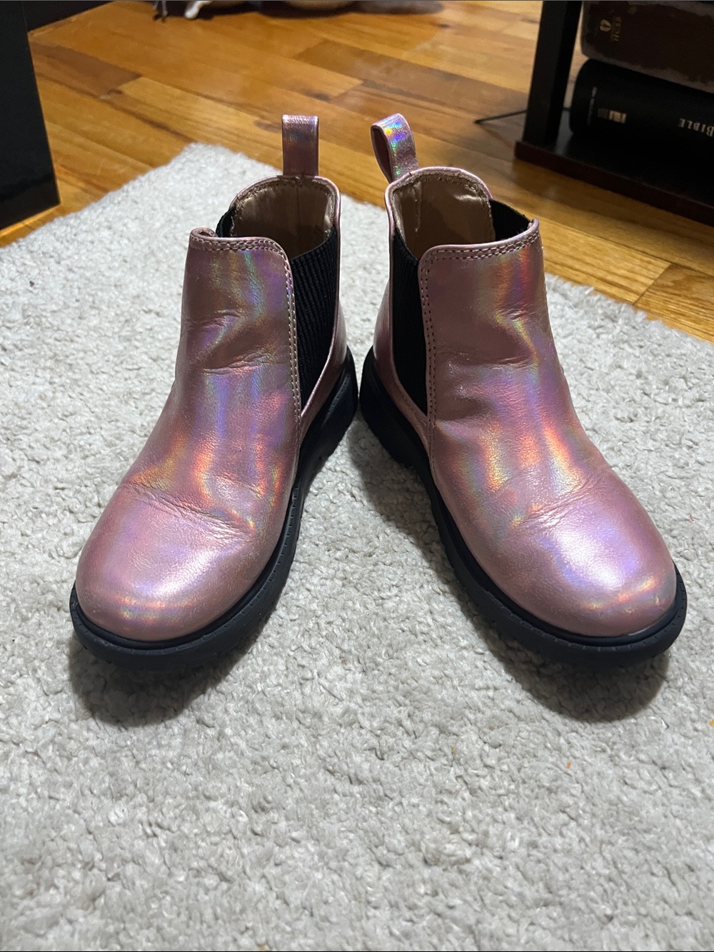 Iridescent Pink Chelsea Boots
